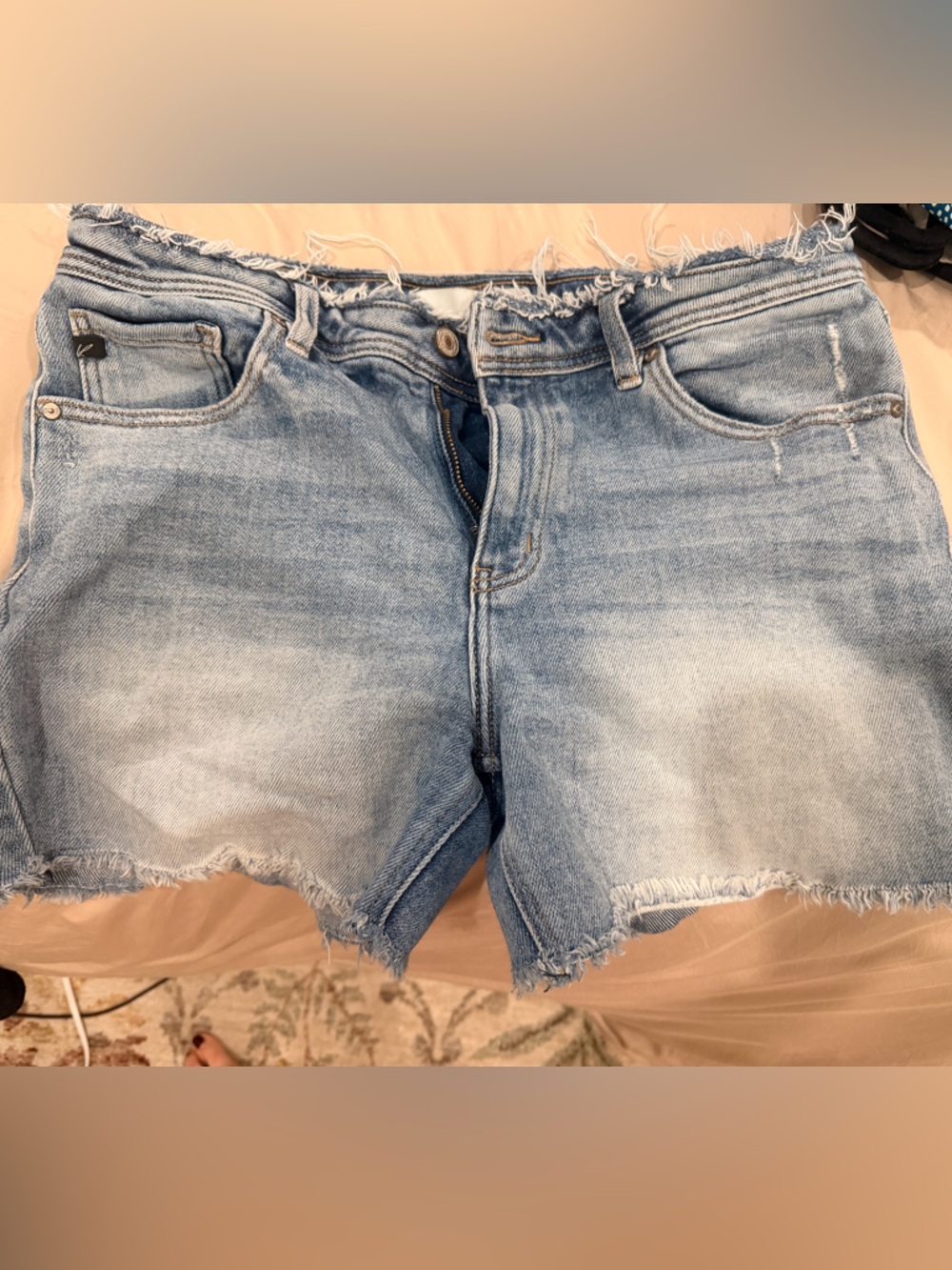 KanCan Light Blue Frayed Hem Denim Shorts